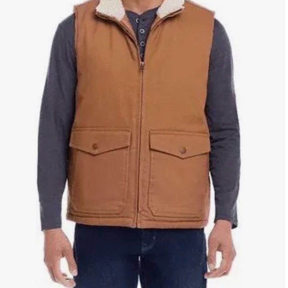 Men's Brown Sherpa-Lined Vest